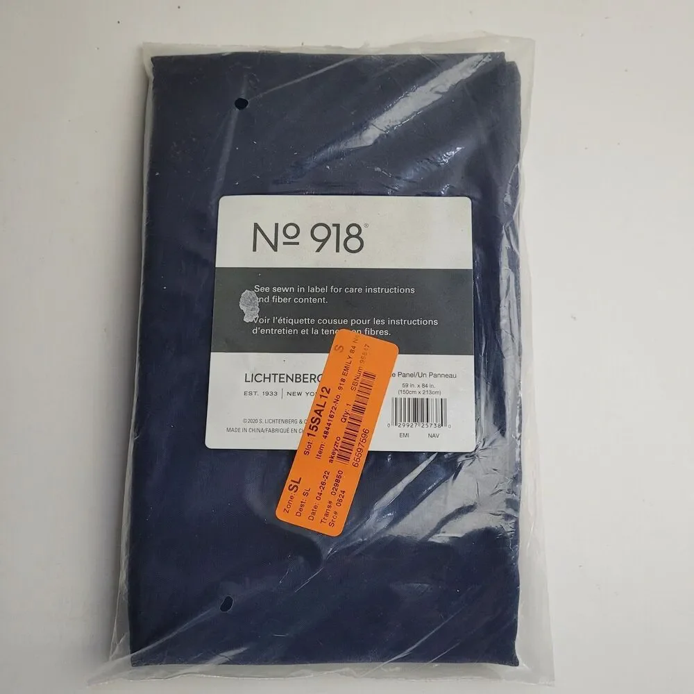 NEW 918 Emily Sheer Voile Curtain Panel in Navy Blue. '59x84' #BT2